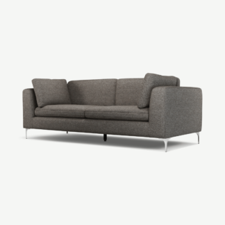 An Image of Monterosso 3 Seater Sofa, Textured Coin Grey with Chrome Leg