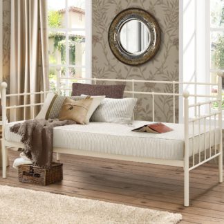 An Image of Lyon Cream Metal Guest Day Bed Frame - 3ft Single