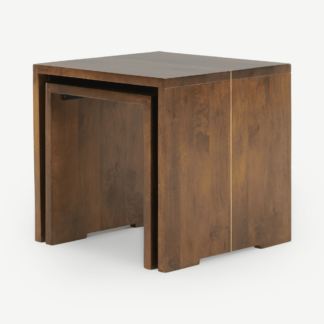 An Image of Anderson Set of 2 Nesting Tables, Mango Wood & Brass