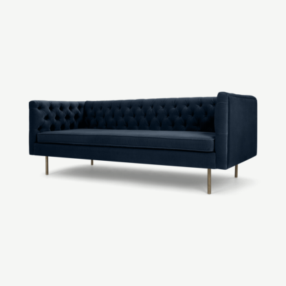 An Image of Julianne 3 Seater Sofa, Navy Cotton Velvet