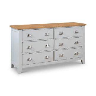 An Image of Richmond Grey and Oak 6 Drawer Wooden Wide Chest