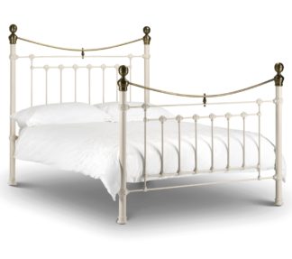 An Image of Victoria Stone White Metal Bed Frame - 4ft6 Double