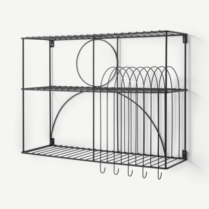 An Image of Gulli Extra Large Wall Mounted Kitchen Storage Rack, Black