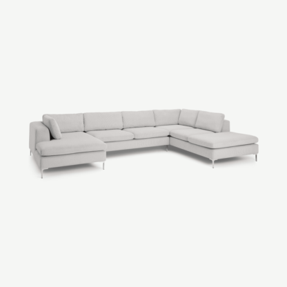 An Image of Monterosso Right Hand Facing Corner Sofa, Stone Grey Corduroy Velvet