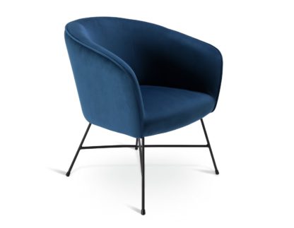An Image of Habitat Jax Velvet Accent Chair - Navy