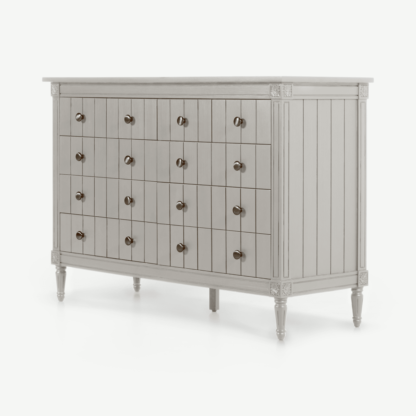 An Image of Bourbon Vintage Wide Chest Of Drawers, Grey