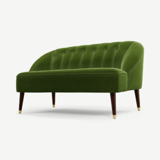 An Image of Margot 2 Seater Sofa, Spruce Green Cotton Velvet with Dark Wood Brass Leg