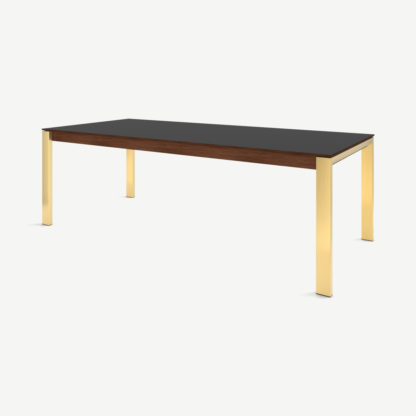 An Image of Corinna 10 Seat Dining Table, Grey HPL & Brass