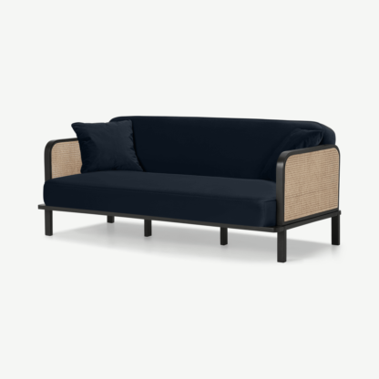 An Image of Toriko Click Clack Sofa Bed, Twilight Blue Velvet