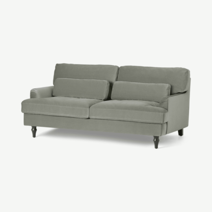 An Image of Tamyra 2 Seater Sofa, Sage Green Velvet with Black Legs