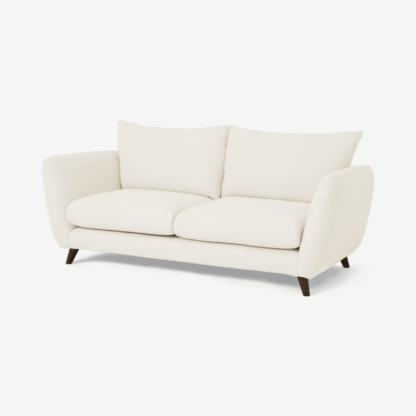 An Image of Elmira 3 Seater Sofa, Ivory White Boucle