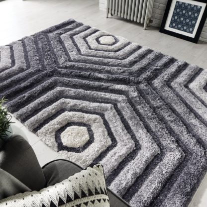 An Image of Hexagon Rug Grey