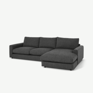 An Image of Arni Right Hand Facing Chaise End Corner Sofa, Slate Textured Weave