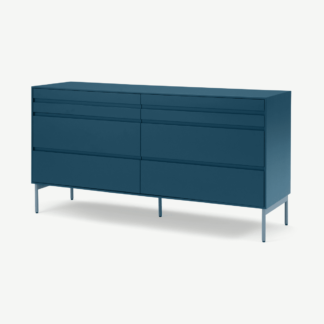 An Image of Donica Wide Chest of Drawers, Sapphire Blue
