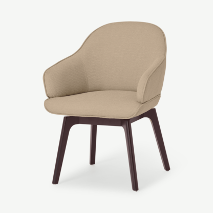 An Image of Erdee Office Chair, Soft Beige Weave with Dark Stain Legs