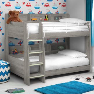 An Image of Domino Grey Oak Wooden and Metal Kids Storage Bunk Bed Frame - 3ft Single