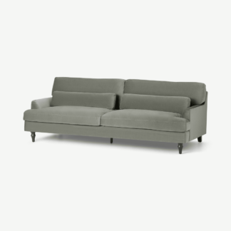 An Image of Tamyra 3 Seater Sofa, Sage Green Velvet with Black Legs