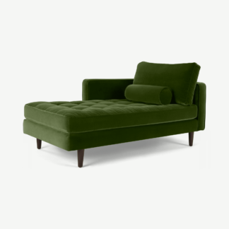 An Image of Scott Left Hand Facing Chaise Longue, Cotton Velvet Grass