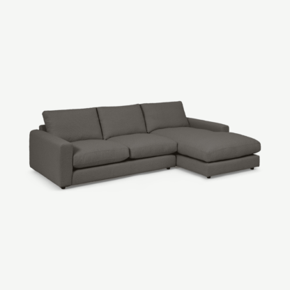 An Image of Arni Right Hand Facing Chaise End Sofa, Charcoal Grey Boucle