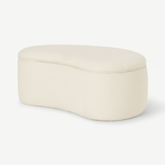 An Image of Kooper Storage Pouffe, White Wash Boucle