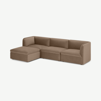 An Image of Torkel Chaise End Corner Sofa, Taupe Velvet