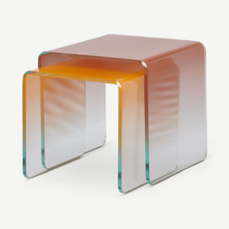 An Image of Hesta Nesting Side Tables, Mango & Copper Beech Ombre Glass