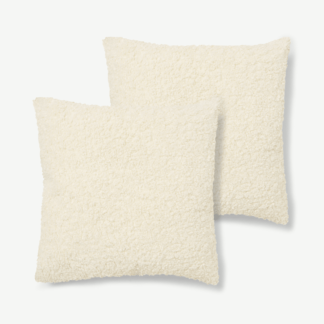 An Image of Mirny Set of 2 Boucle Cushions, 55 x 55cm, Off-White