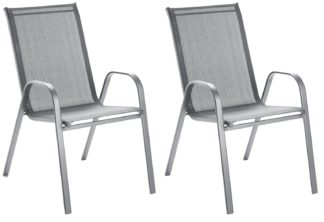 An Image of Argos Home Sicily Metal Pack of 2 Stacking Chairs - Grey
