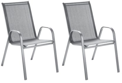 An Image of Argos Home Sicily Metal Pack of 2 Stacking Chairs - Grey