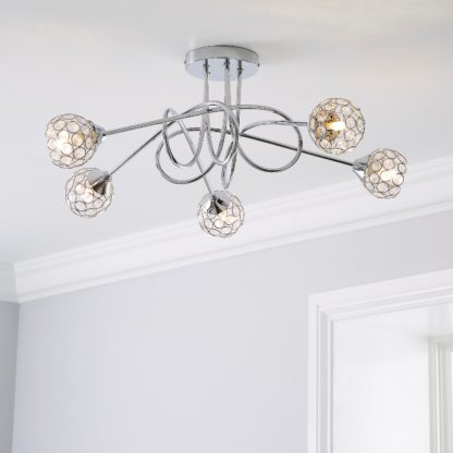 An Image of Portia 5 Light Ceiling Fitting Chrome