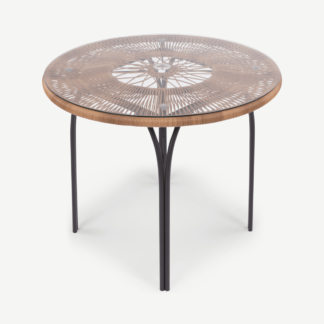 An Image of Lyra Garden 4 seater Round Dining Table, Charcoal Grey