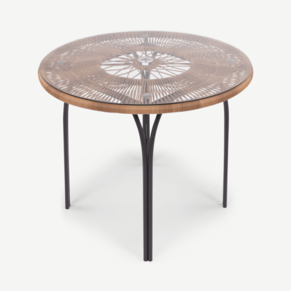 7e98a230c145c3e86e894e38e4f950e3eb4c248cd0e96c5085ca518229ac34b1-1.png An Image of Lyra Garden 4 seater Round Dining Table, Charcoal Grey