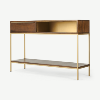 An Image of Anderson Console Table, Mango Wood & Brass