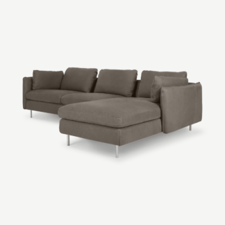 An Image of Vento 3 Seater Right Hand Facing Chaise End Sofa, Texas Grey Leather