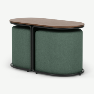 An Image of Marade Table & Ottoman Set, Bay Green