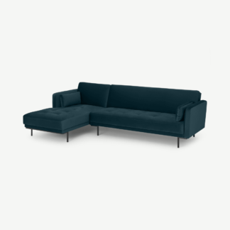 An Image of Harlow Left Hand Facing Chaise End Click Clack Sofa Bed, Steel Blue Velvet