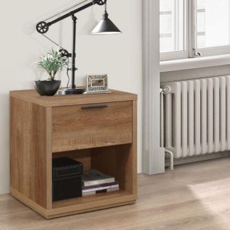 An Image of Stockwell Rustic Oak Wooden 1 Drawer Bedside Table