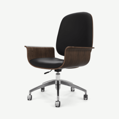 80c0e34341497ad8024df6dbc817bc34842180e932d6ebd33aa3b7828386d77c-1.png An Image of Saul Office Chair, Walnut and Black