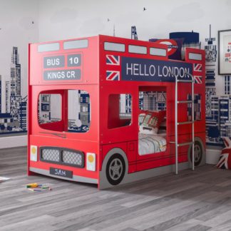 An Image of London Bus Red Wooden Bunk Bed Frame - 3ft Single