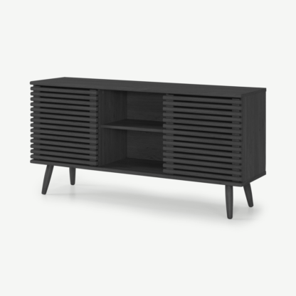 An Image of Tulma Wide Sideboard, Black Wood Effect