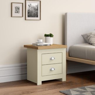 An Image of Winchester Cream and Oak Wooden 2 Drawer Bedside Table