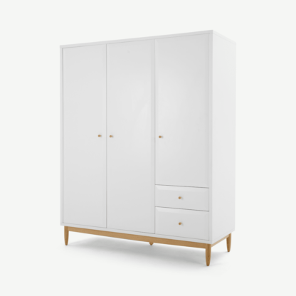 An Image of Willow Triple Wardrobe, White and Oak