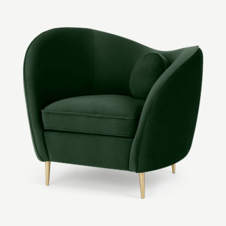 An Image of Kooper Accent Armchair, Pine Green Velvet