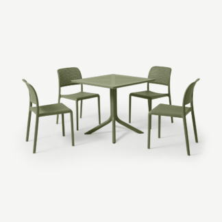 An Image of Nardi 4 Seat Dining Set, Olive Fibreglass & Resin