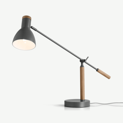 An Image of Cohen Table Lamp, Deep Grey and American Oak