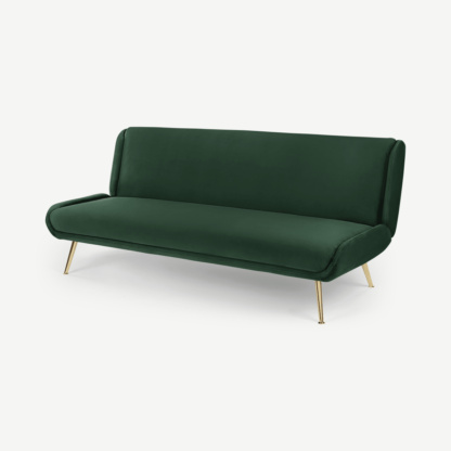 An Image of Moby Click Clack Sofa Bed, Pine Green Velvet