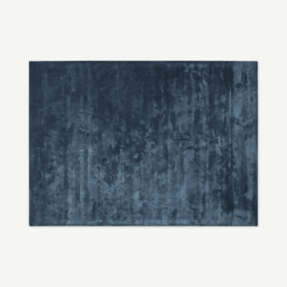 An Image of Merkoya Luxury Viscose Rug, Large 160 x 230cm, Blue Slate