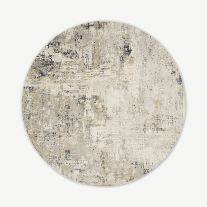 An Image of Epicoco Luxury Viscose Round Rug, Large 200cm, Antique Gold & Grey