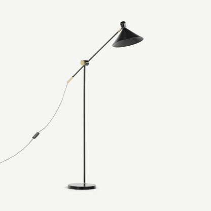 An Image of Ogilvy Task Floor Lamp, Matt Black and Antique Brass