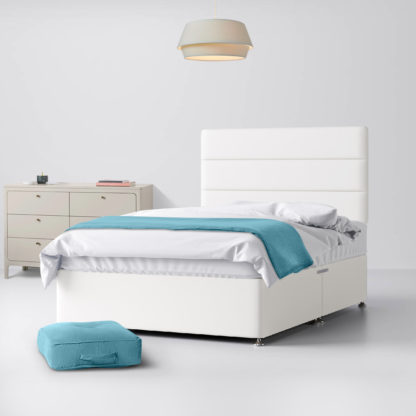 846629f26dbe165d2e9bfe7a389483d951273298e0c8d61b0e76c5610107ff7b-4.jpg An Image of Cornell Lined White Fabric No Drawer Divan Bed - 4ft6 Double